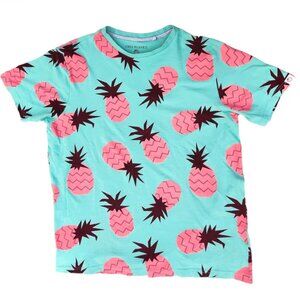 Free Planet Men's Large Blue T-Shirt Pineapple Design